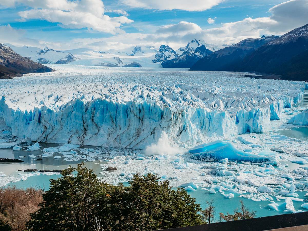 Perito Moreno Glacier ice falling into the water