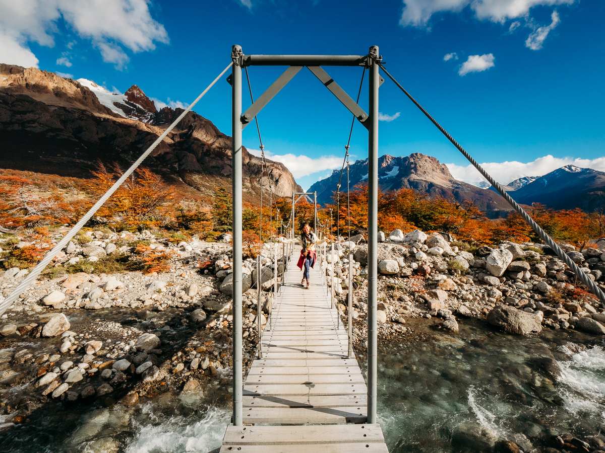 Standing on a bridge in Los Glaciares National Park