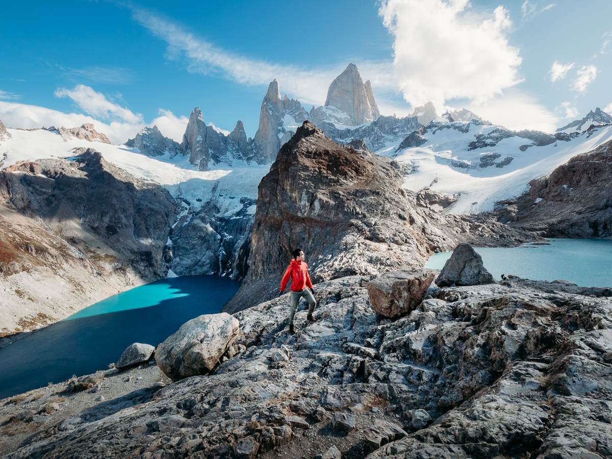 view at the summit of laguna los tres hike in Argentina Patagonia