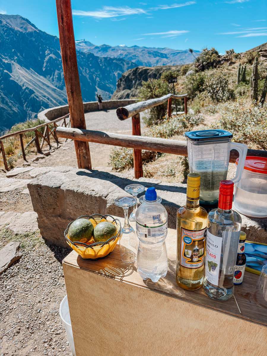 Drink at the colca canyon condor viewpoint