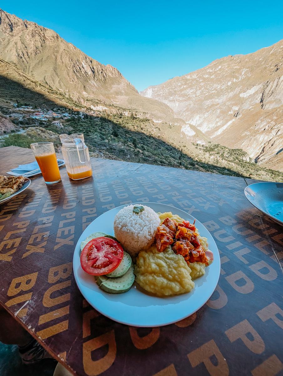 food during second day of colca canyon Trek