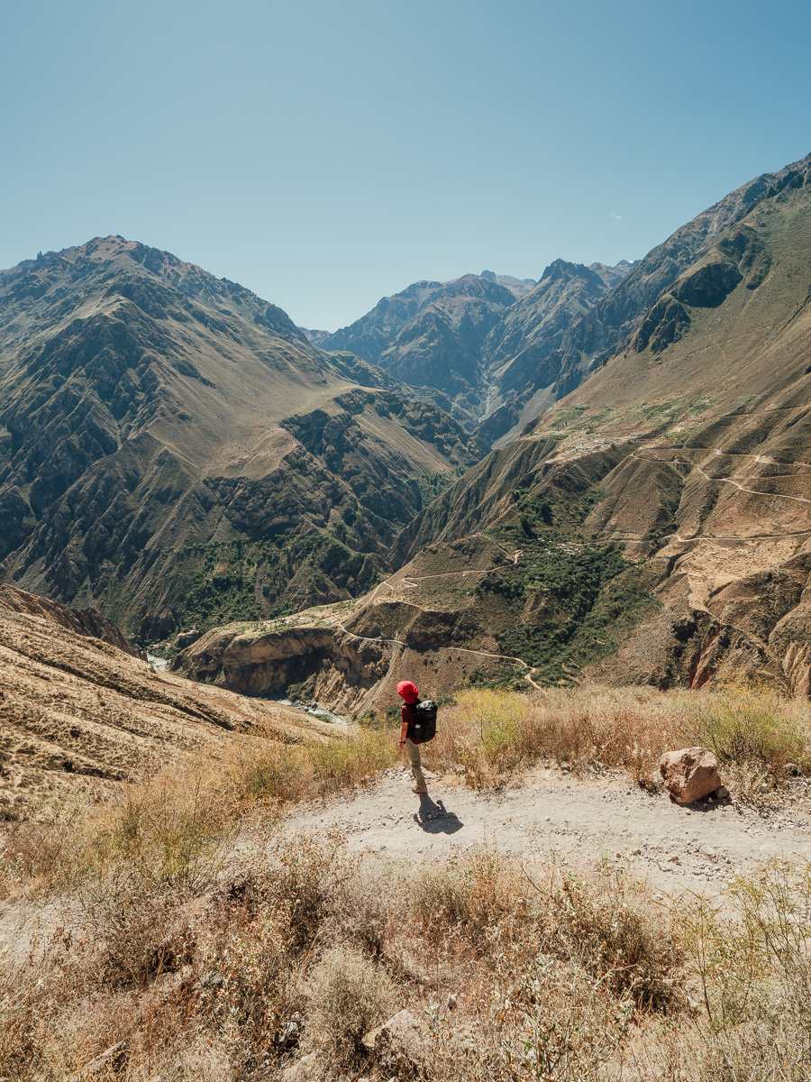 standing at the top of the Colca Canyon Trek on our first day