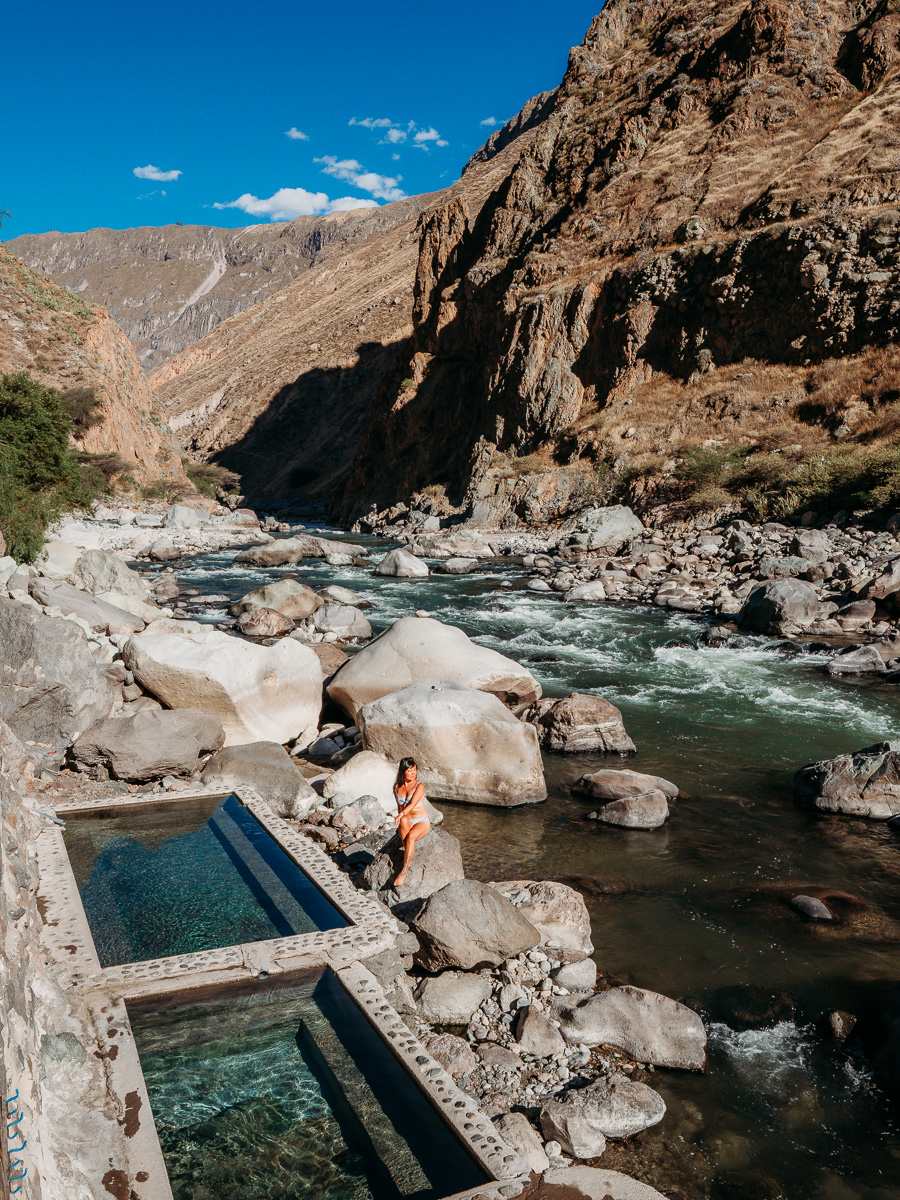 soaking in the hot springs at Llahuar Lodge