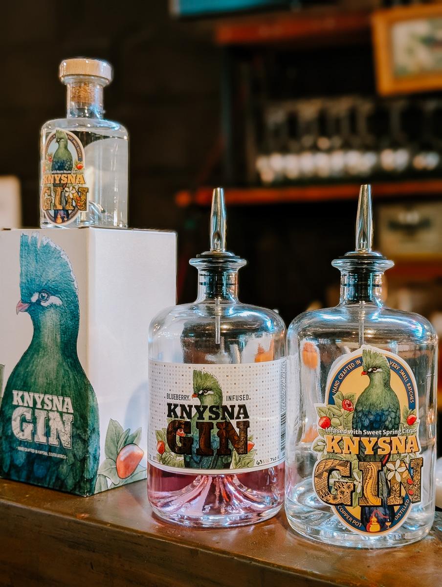 gin bottles at knysna gin distillery