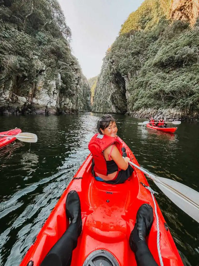 woman kayaking on the garden route