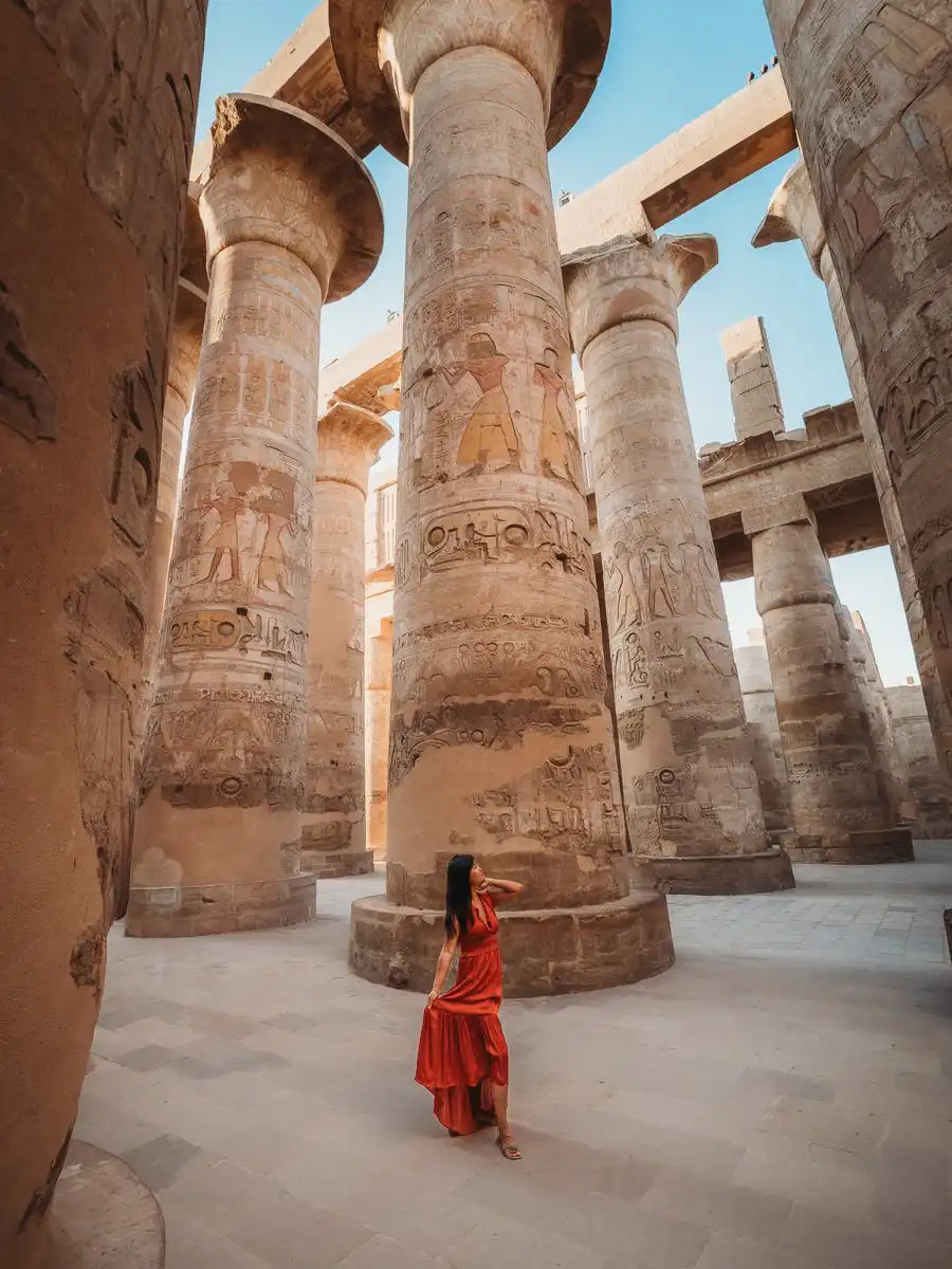 walking through Karnak Temple in Luxor