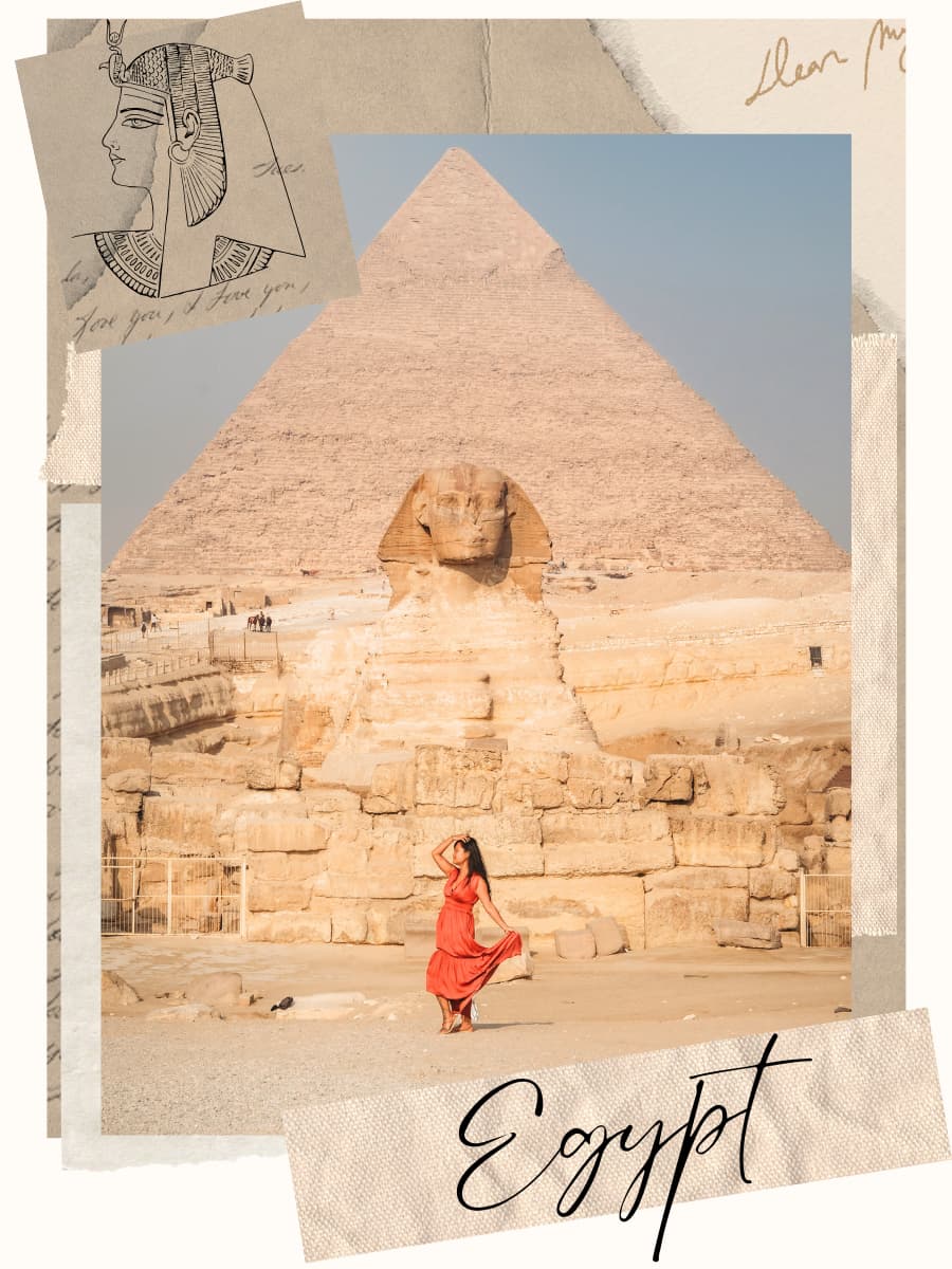 Egypt Travel photo with pyramids and Sphynx