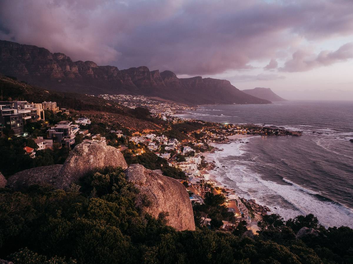 Sunset at the Rock with pink skies