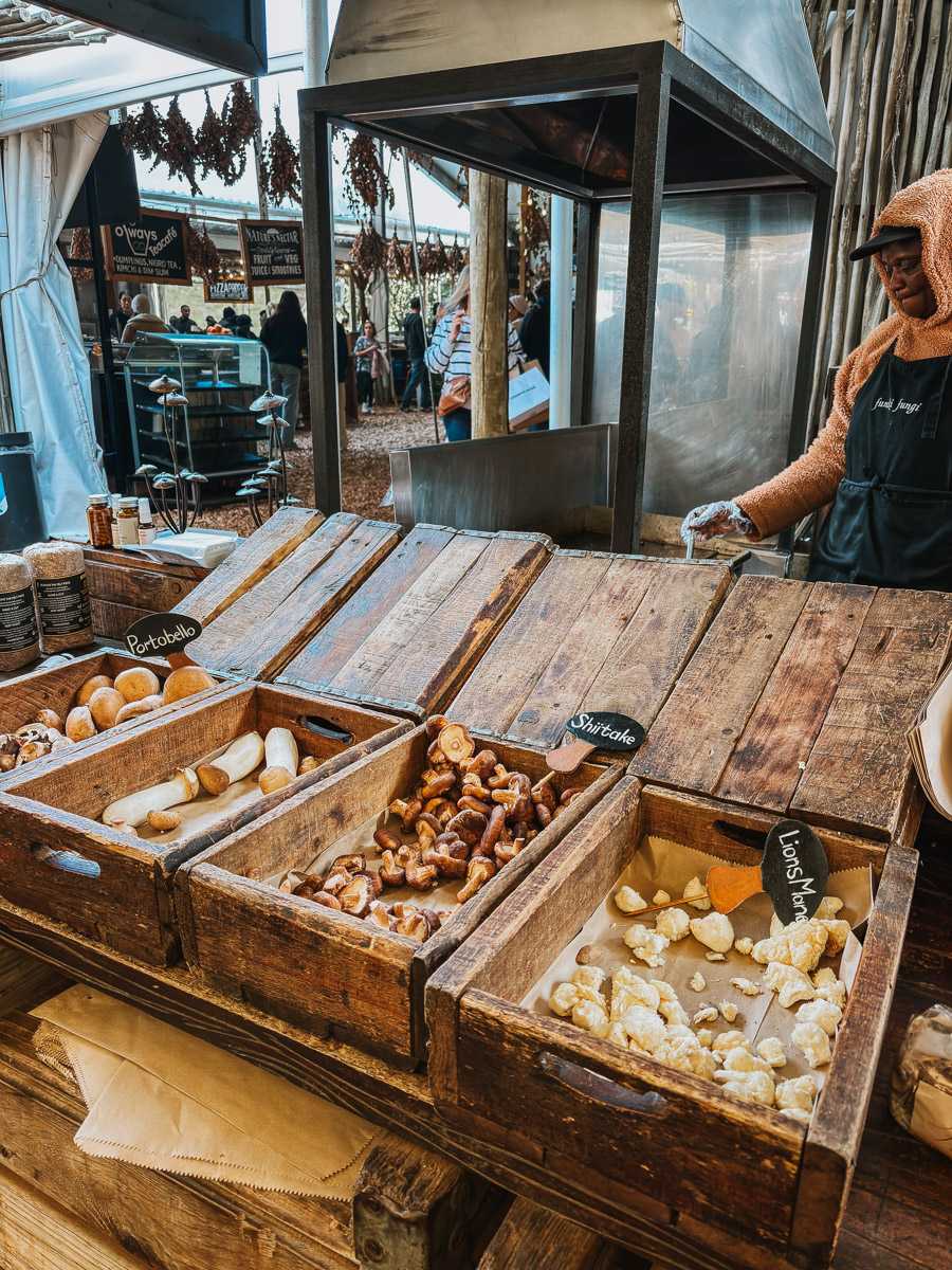 mushroom stall at Farm market in Cape Town