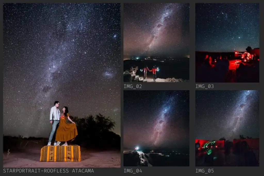 Collage of photos for stargazing in Atacama