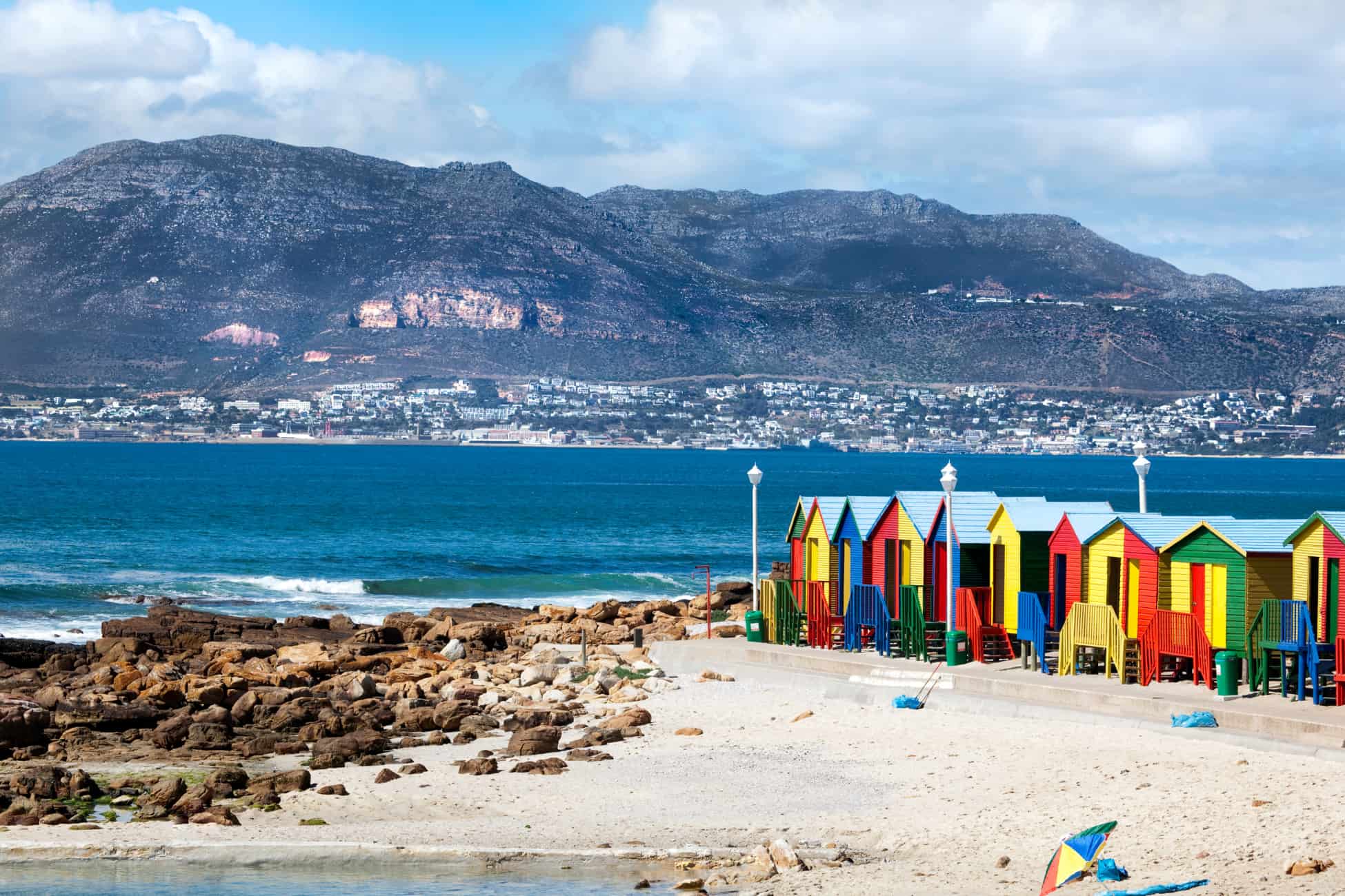 beaches in cape town with colourful houses