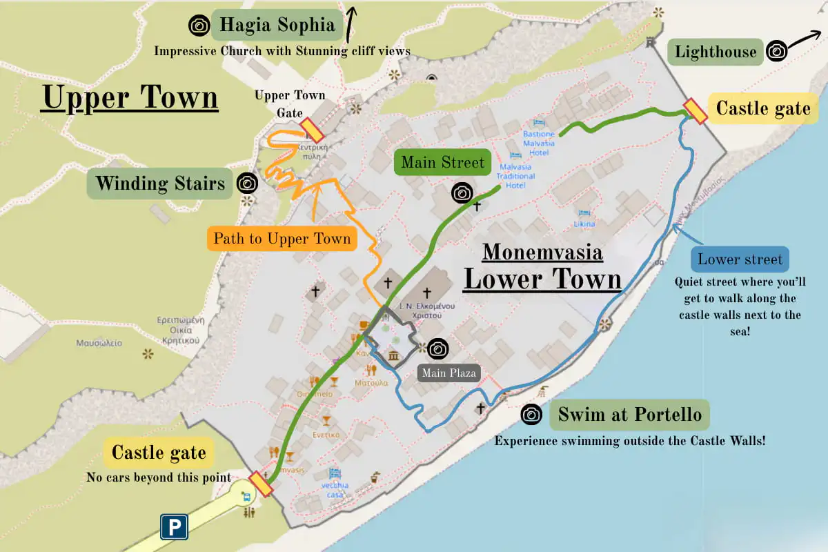 Map of Monemvasia