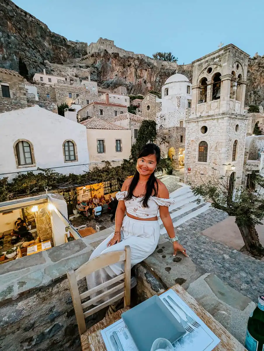 Sitting rooftop terrace of Monemvasia