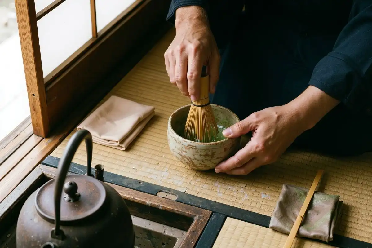 preparation of tea during tea ceremony in Kyoto, one of the best things to do in Kyoto