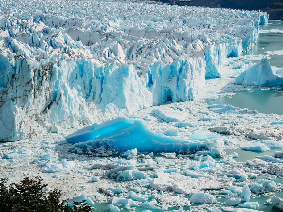 bright blue of iceberg at perito moreno glacier