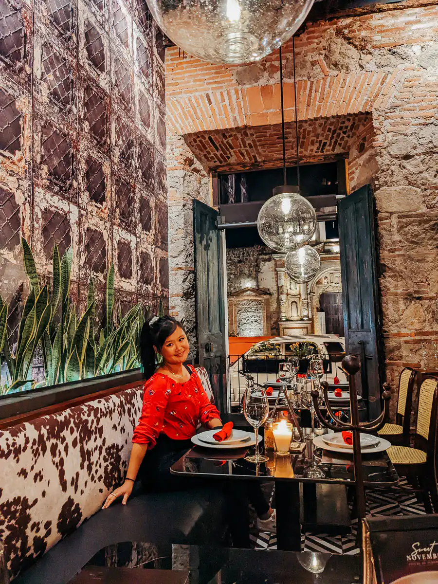 sitting in casa escobar restaurant