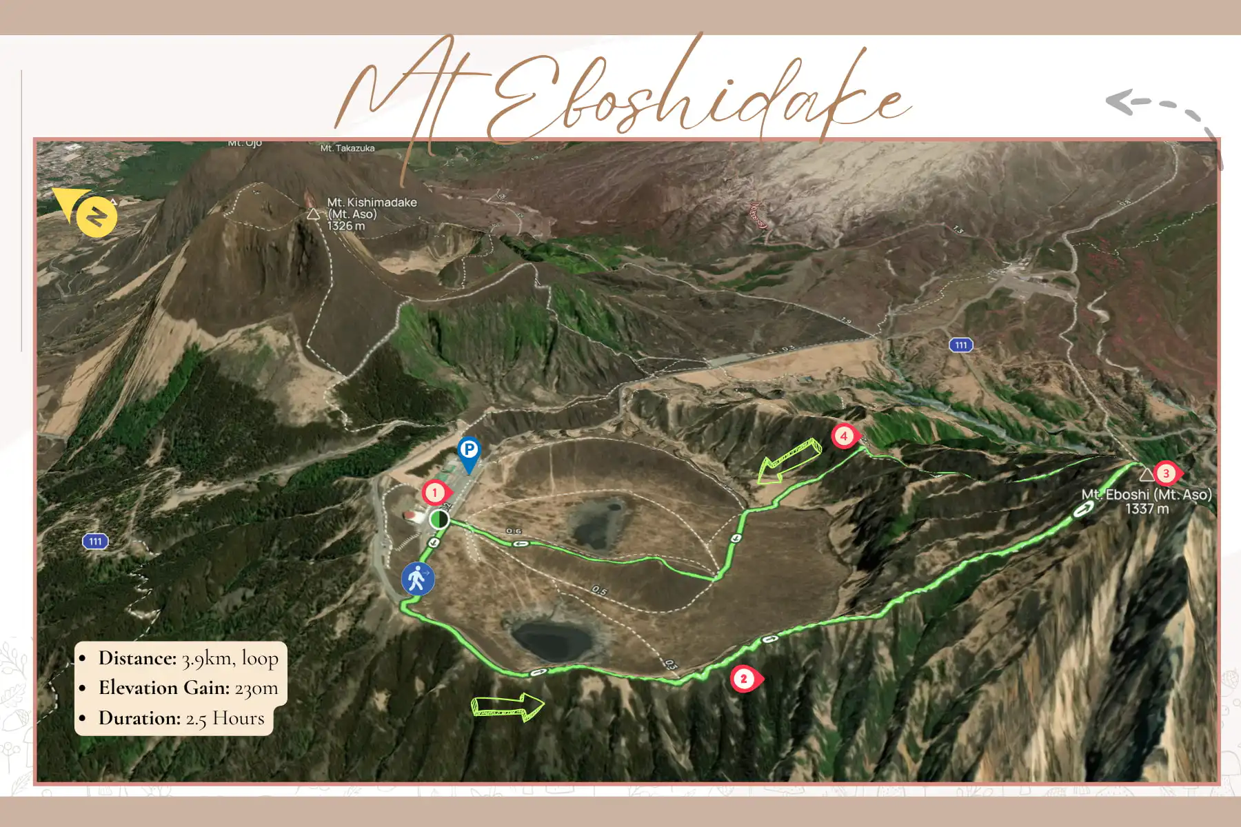 Mount Eboshidake hiking trail map