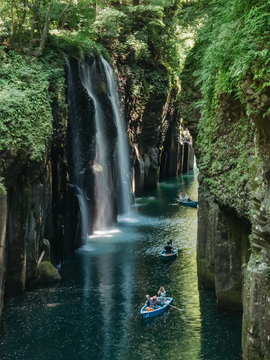 Takachiho Gorge with canoes
