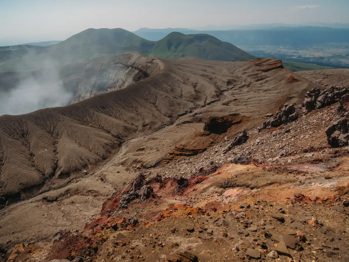mt aso smoking crater
