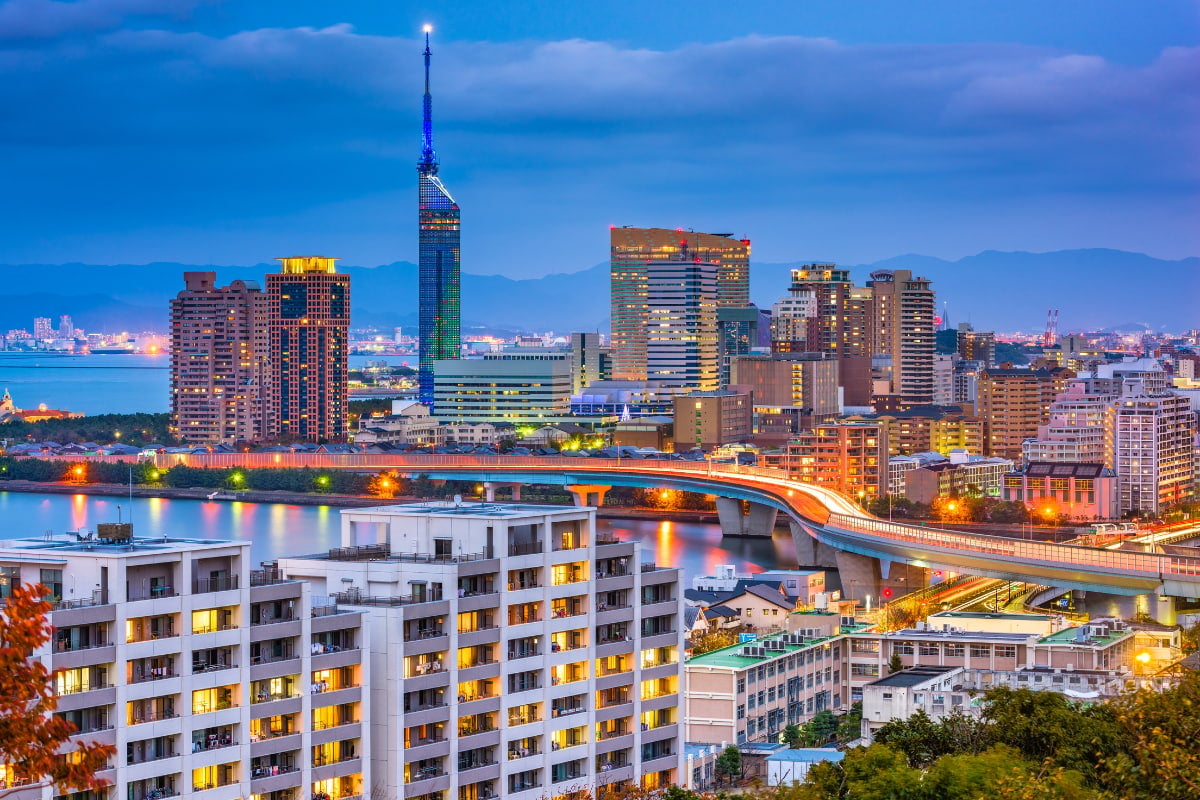 night time scene of fukuoka