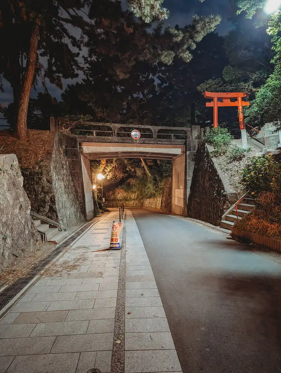 the shrine at night in the park is pretty quiet