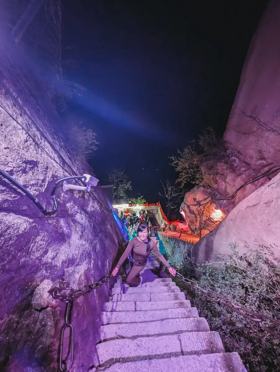 steep staircase on overnight hike to hua shan