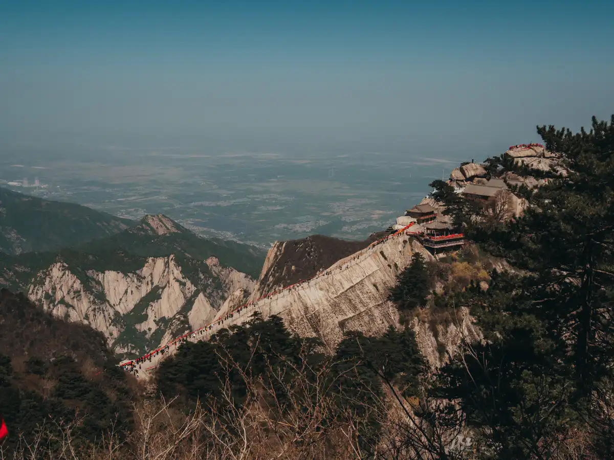 view of staircase leading to pavillion in hua shan