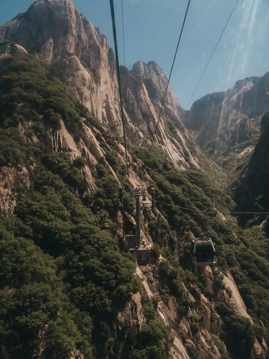 view from cable car ride on hua shan west