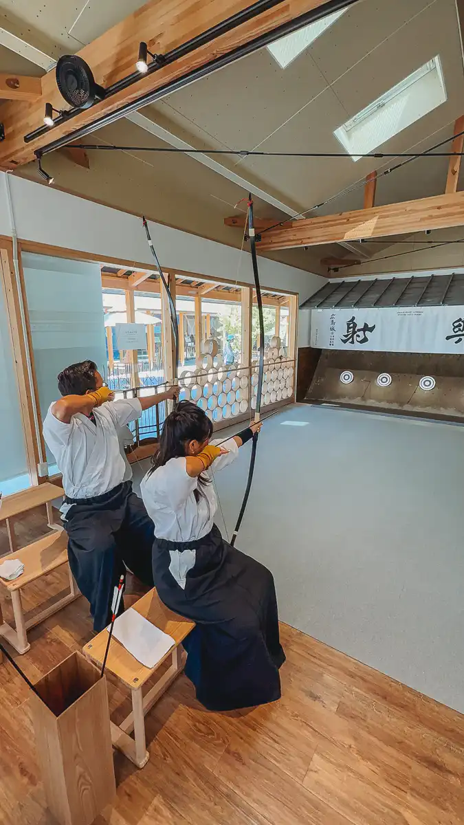 Us doing kyudo archery in hiroshima