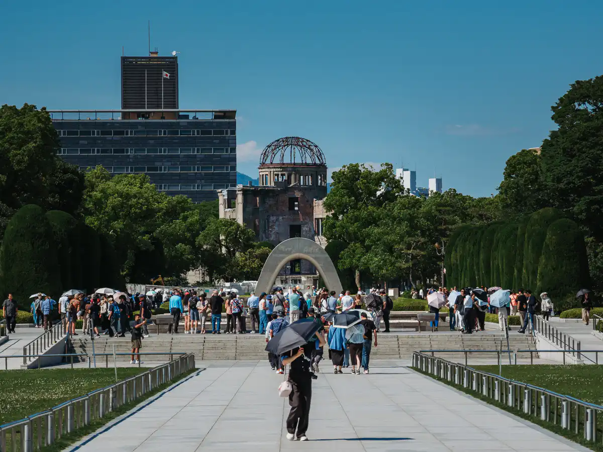 view of the peace park and hiroshima dome