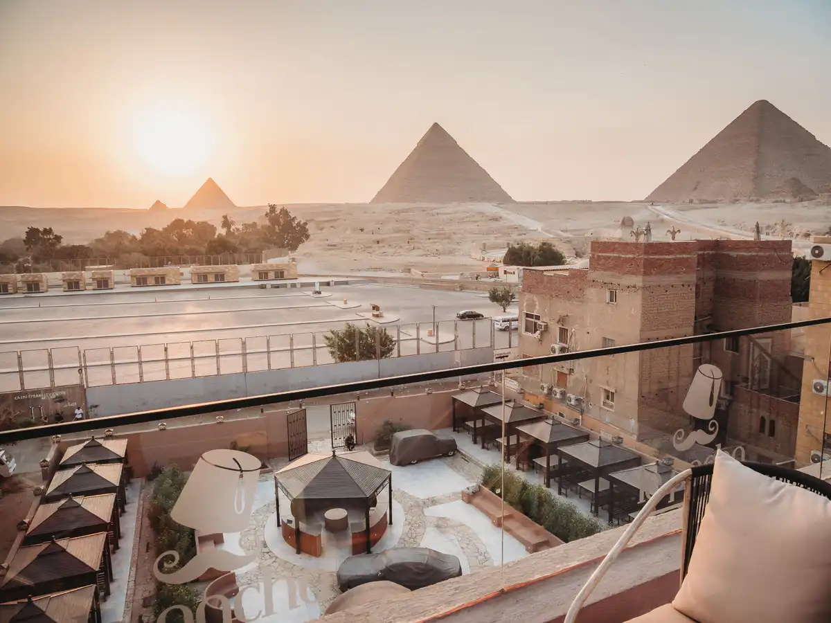 le pacha boutique hotel with rooftop view of the pyramids