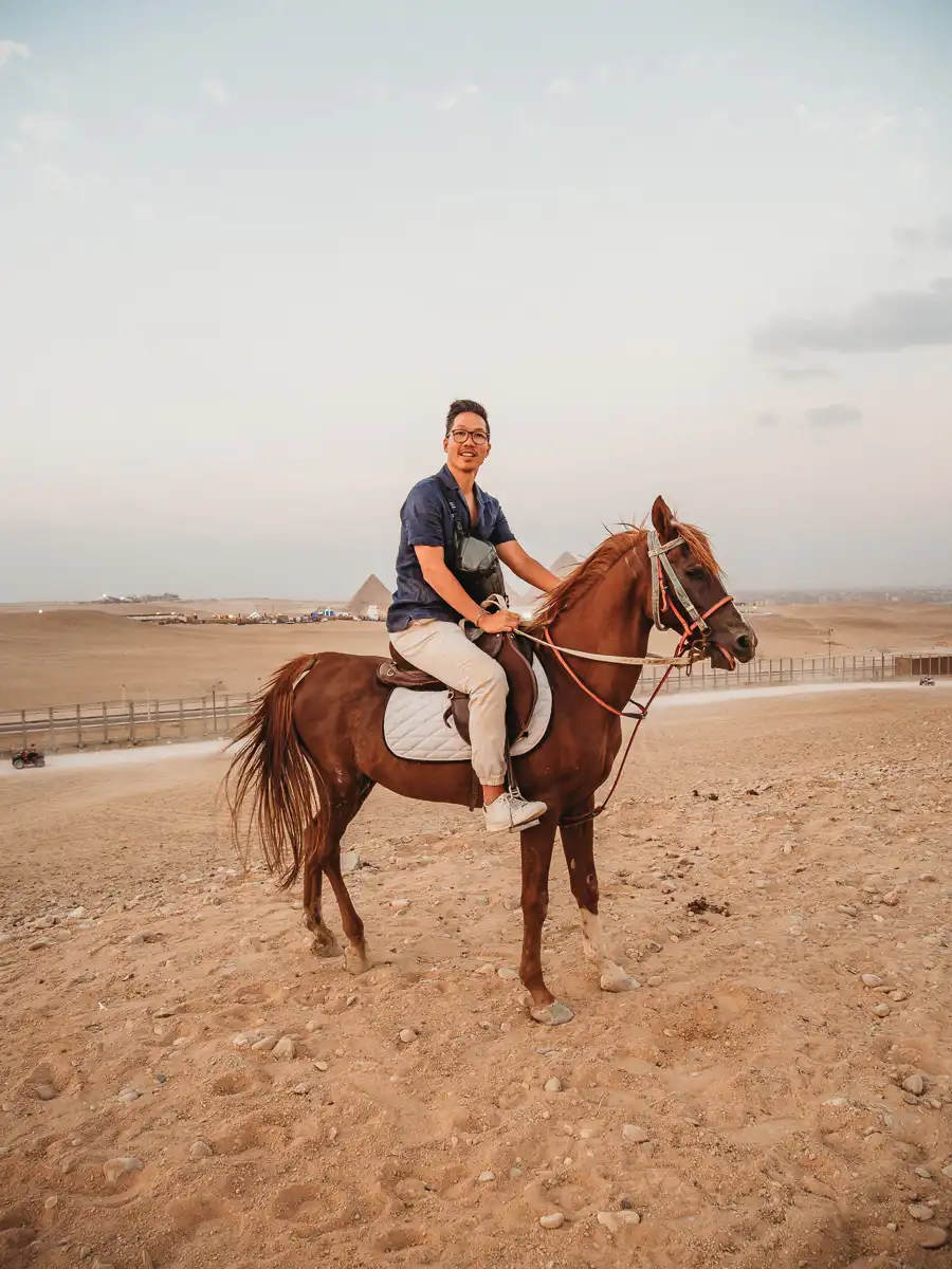 horseback riding near the pyramids