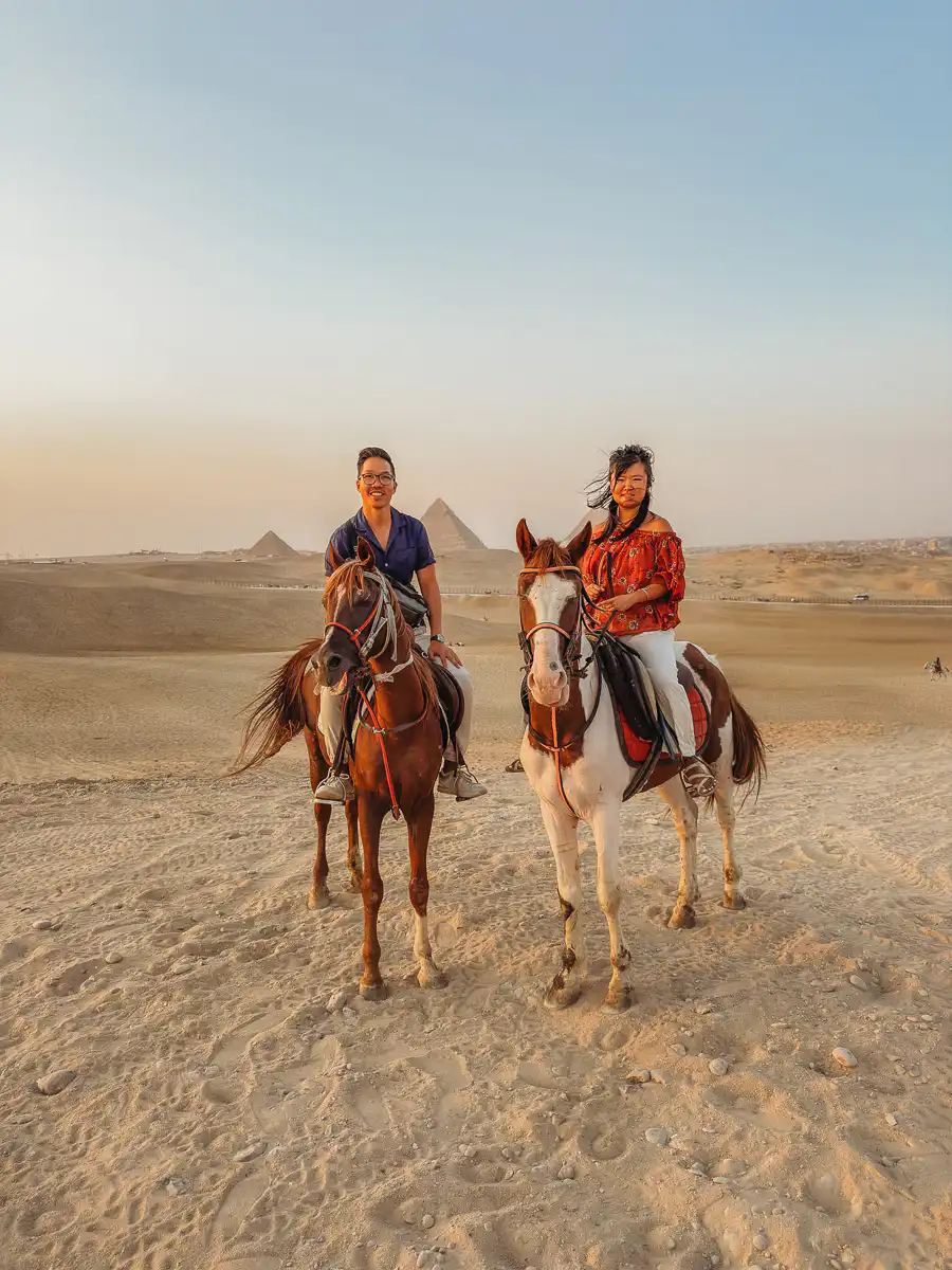 horseback riding near the Pyramids of Giza